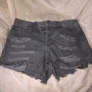 Gray distressed shorts